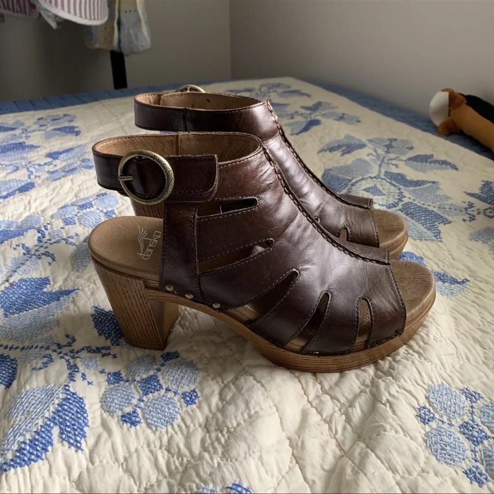 DANSKO DEMETRA European Market Caged Strappy Slingback Leather Sandal 38